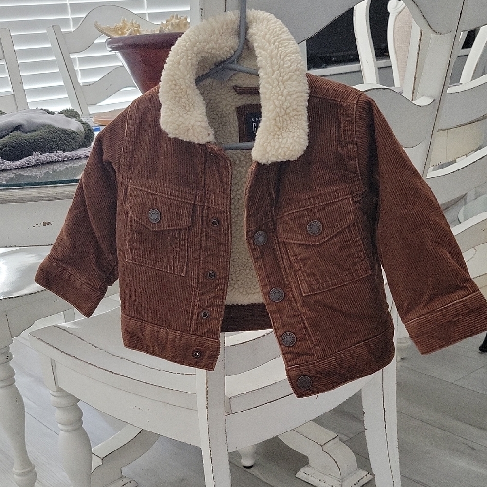 GAP Brown Corduroy Jean Jacket with Sherpa Lining